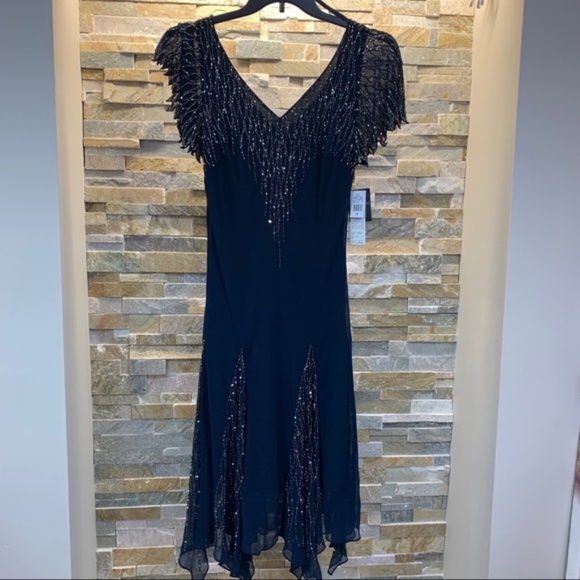 J Kara Embellished Handkerchief Hem Dress - Picture 3 of 10